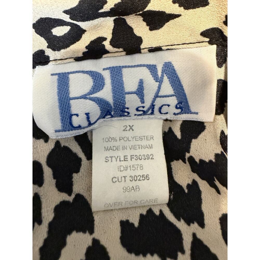 BFA Classics Leopard Print Button Up Blouse 2X Animal Print Career Top - Picture 5 of 10